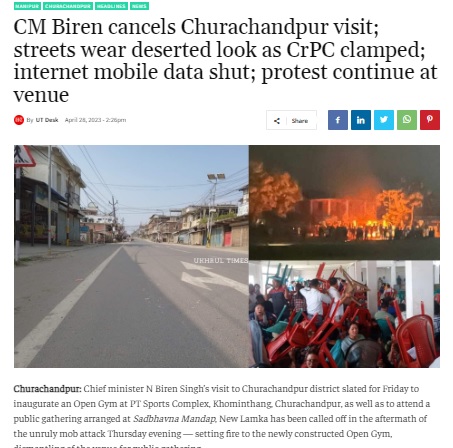 #Kukis Started Attacking #Meeteis on 29th April 2023

The 1st attacked on Meetei Village in #Churachandpur took place on 29th April 2023 at 5 PM vandalising the house of Mr Oken at #Thingkangphai by Kukis

Thus, ethnic cleansing was already preplanned before 3rd May 2023 violence