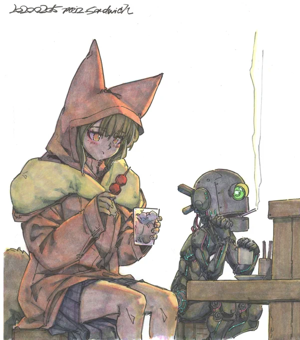 2020年のアーカイブから。 #気まぐれ再掲 #watercolorpainting #moeart #kawaiiart #traditionalart #foxgirl