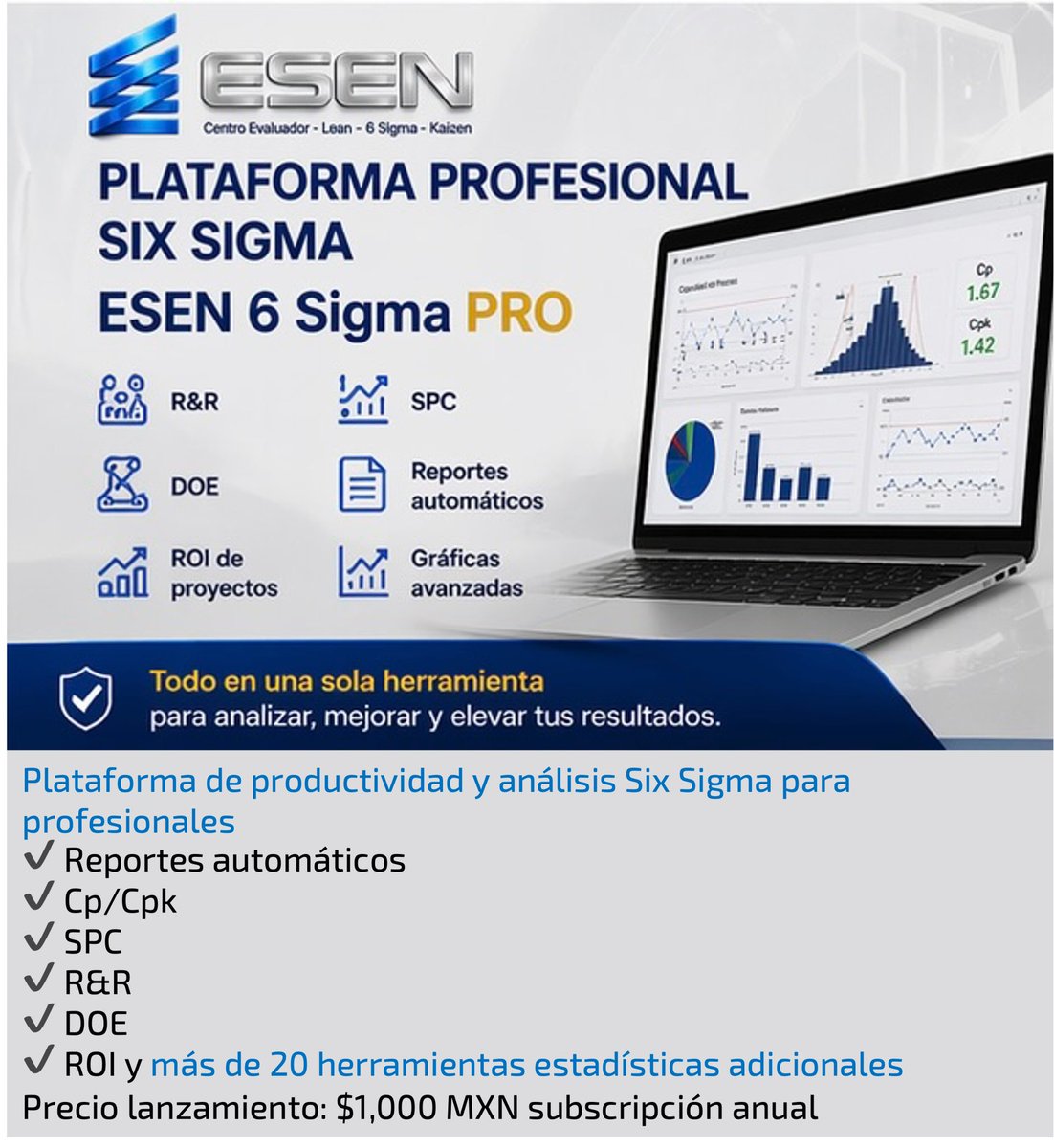 esenmex's tweet photo. ¿Sigues haciendo análisis en Excel manualmente? 
La Nueva Plataforma Six Sigma que Convierte Datos en Decisiones

Analiza procesos, genera reportes profesionales y mejora resultados sin depender de software costoso.

Pruebala ahora
https://t.co/dW7h44awzY https://t.co/7dDErToQDN
