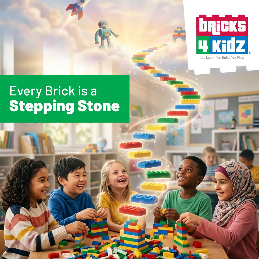 B4kPugetSound's tweet image. At Bricks 4 Kidz, we don’t just teach kids to build — we teach them to think, create, and dream bigger. 💡 Using LEGO® bricks, every class and brick is a stepping stone to something amazing. Ready to see what your child can create? Explore our programs today! #STEMEducation #STEM