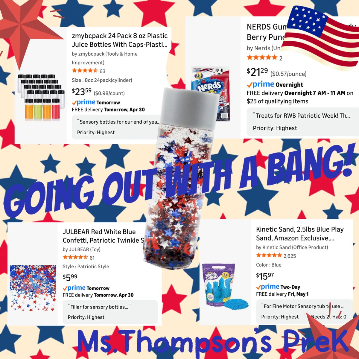 sgn_t's tweet image. ❤️🤍💙 EOY Celebration💙🤍❤️

⏰We’re counting down…I only have 8️⃣ more full days in the classroom with my littles! ⬇️ are the only things left that I haven’t secured for our final unit “#America250”! Who can help us #clearthelist ? 🙏 Rp&amp;amp;❤️ #memories

🇺🇸 amazon.com/hz/wishlist/ls…