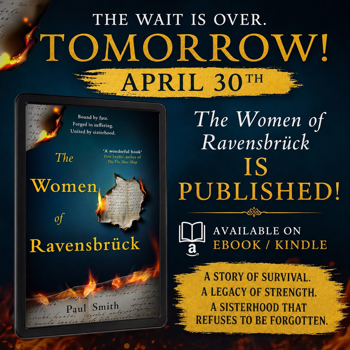 PaulSmith82book's tweet image. Tomorrow is release day for The Women of Ravensbrück!
A powerful story of courage, resilience, and hope in one of history’s darkest chapters. Available April 30th on eBook/Kindle.
Thank you for your support.
#HistoricalFiction #KindleBooks #NewRelease #WWIIBooks #BookTwitter