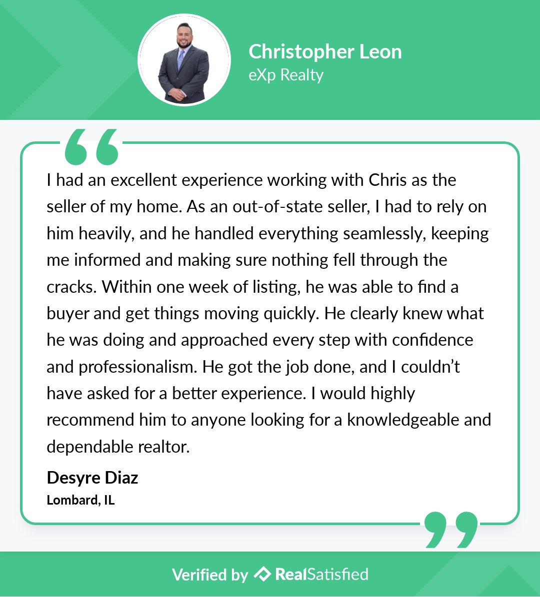 REIChrisLeon's tweet photo. I’m so thankful for the opportunity to work with clients like this. https://t.co/F1WSuAMaFY via @realsatisfied https://t.co/hGuOt5s3vR