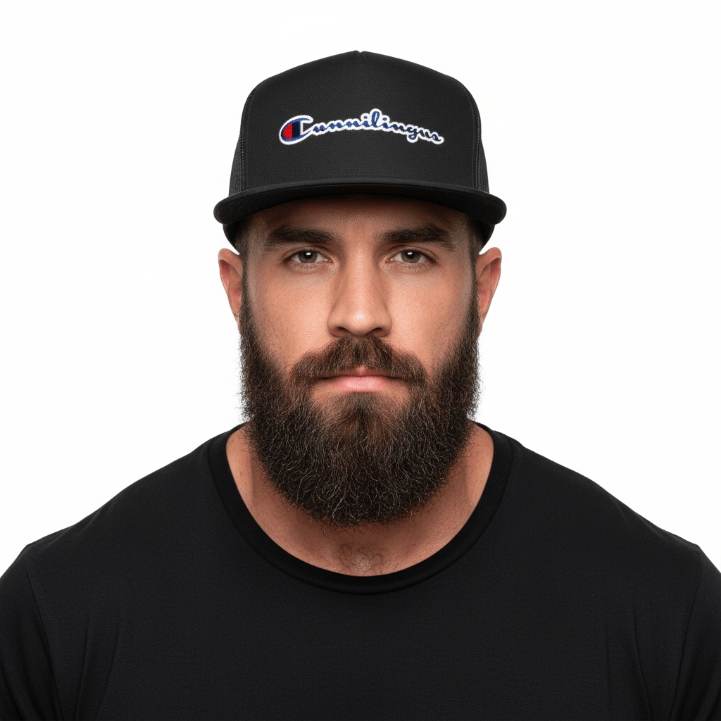 thighbrush's tweet image. THIGHBRUSH® "CUNNILINGUS" Flat Bill Trucker Snapback Hat in Black. 5-Panel, Flat Bill, Black Mesh. Embroidered front in White, Red, Blue. Adjustable strap. Store Link in Bio. #THIGHBRUSH @THIGHBRUSH #HATS #SNAPBACK #TRUCKERHATS