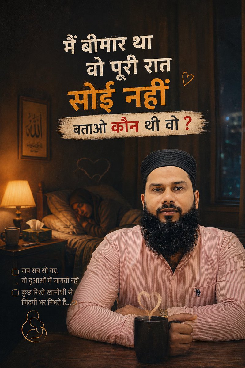 Raihan_Shaikh1's tweet image. Main beemar tha…
wo poori raat soyi nahi.

Na apni neend dekhi,
na thakawat…
bas meri fikr karti rahi.

Batao kaun thi wo?
Wo Maa thi. ❤️
#Maa #Mohabbat #ShaikhDeeniyat