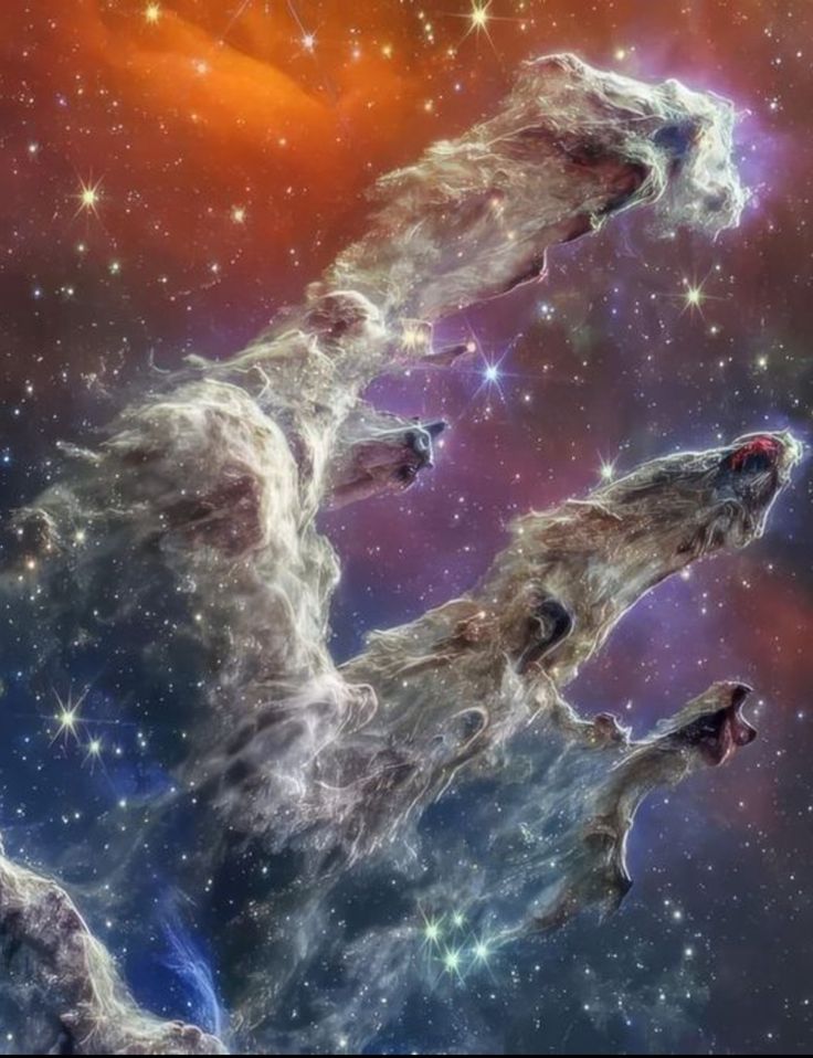 Madriles6211's tweet image. Pillar's of creation in Eagle nebula in Serpens constellation by James Webb telescope #NASA #ESA