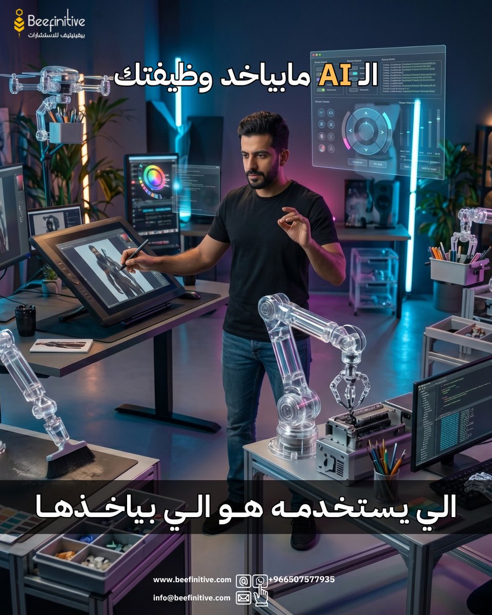 beefinitive's tweet photo. التكنولوجيا ما جاءت لتستبدل المبدع
بل لتعطيه "قوى خارقة"
المبدع اللي يوظف الآلة لتنفيذ المهام بيتفرغ للإبداع اللي الآلة مستحيل توصله
#تكنولوجيا 
#إبداع 
#نصيحة https://t.co/eoRF84aBLO