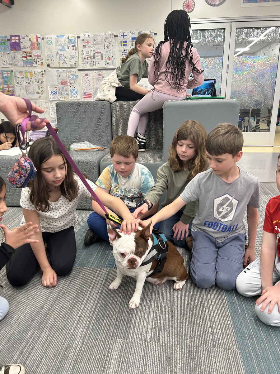 BathElementary's tweet photo. A huge thank you to our school counselor, Mrs. Kerrigan, for bringing the therapy dog, Ducky to Bath today.  Ducky who is deaf, knows 50 different signs that he understands.This was a great visit for all of our students, especially those who have a hearing impairment like Ducky. https://t.co/SXHOs1Near