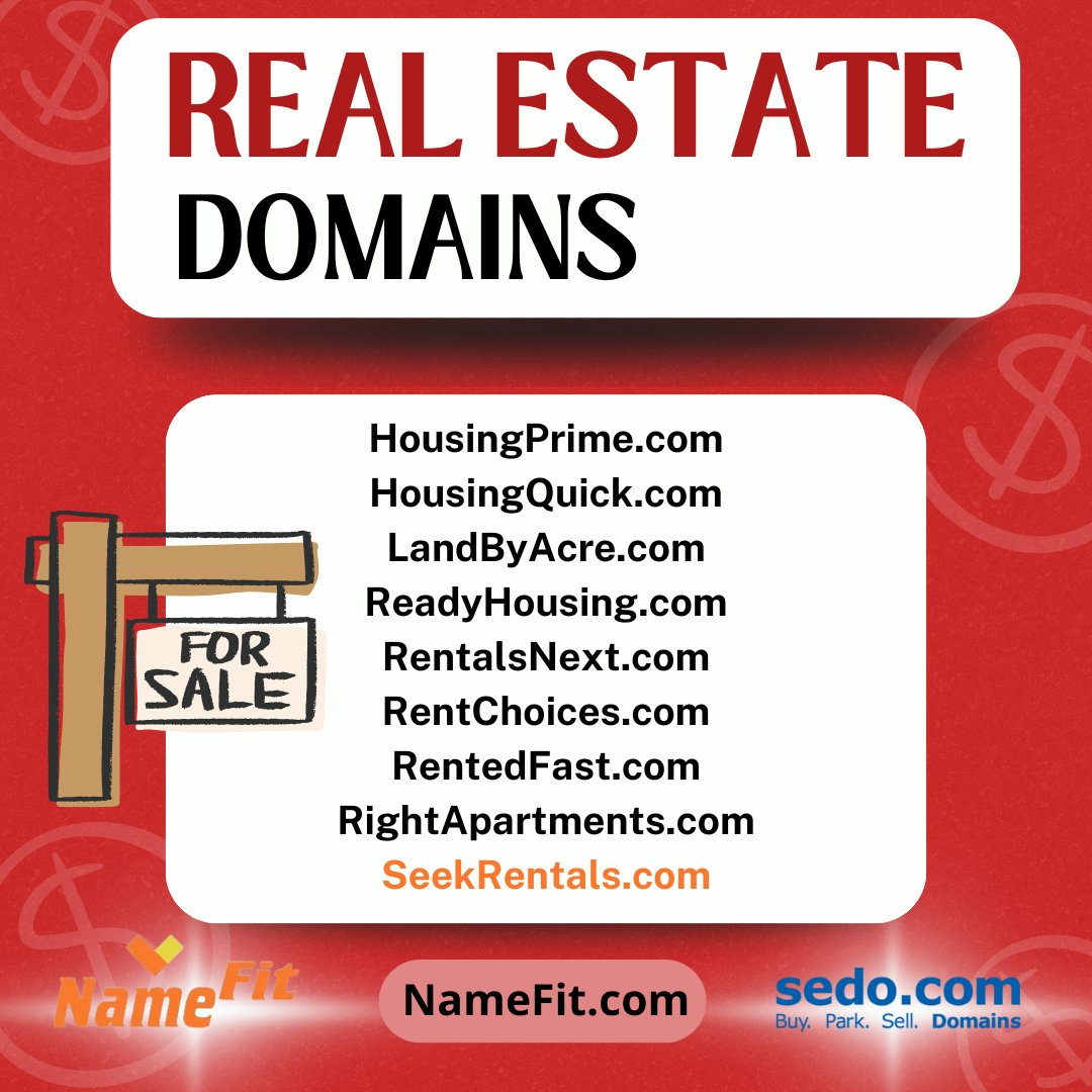 namefit1's tweet image. Are you looking for a #Domain that fits your #RealEstate #business?
Visit our #website and search through our selected list of over 30,000 Real Estate #DomainNames from #Sedo and other great marketplaces!

🏡 NameFit.com/RealEstate/
🏡 NameFit.com/SeekRentals.co…

#app #home #house