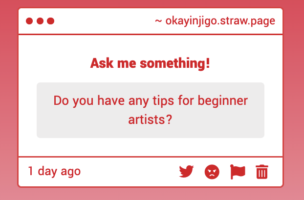 _injigo_'s tweet photo. "Do you have any tips for beginner artists?"
https://t.co/N3AOuc3yJH  

I answered a question like this a little while back on my main account but this gives me a chance to refine my answer (1/7) https://t.co/PbAyB5g8zb
