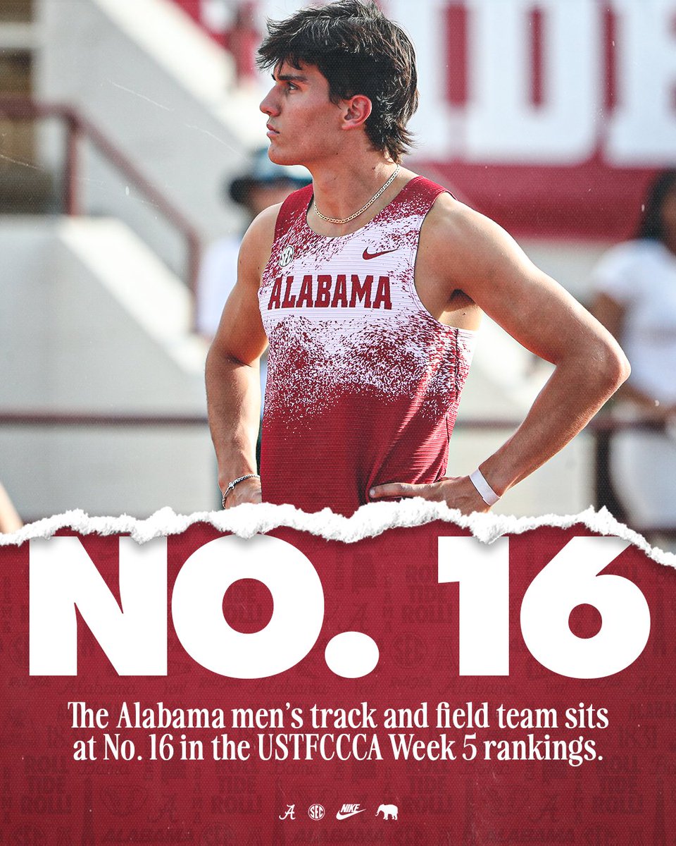 AlabamaTrack's tweet photo. Week 5 Team Rankings for the Crimson Tide 📈

@yea_ala | #RollTide https://t.co/gAP5QRrwSB