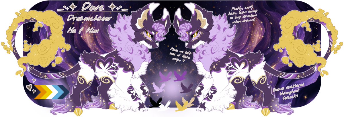MyraAmore's tweet image. "𝒟𝑜𝓃'𝓉 𝓂𝒶𝓀𝑒 𝓂𝑒 𝒸𝒽𝒶𝓈𝑒 𝓎𝑜𝓊, 𝑒𝓋𝑒𝓃 𝒹𝑜𝓋𝑒𝓈 𝒽𝒶𝓋𝑒 𝓅𝓇𝒾𝒹𝑒."

🕊️💜 my newest beloved Dreamchaser...ohh, u better believe he has my whole damn heart in his paws... 🫠✨
#digitalart #closedspecies #dreamchaser #prince #comfortcharacter #oc #artistontwitter