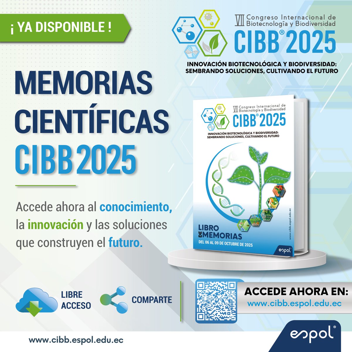 CIBB_CIBE's tweet photo. 📢 Publicación oficial
Las Memorias Científicas del #CIBB 2025 ya se encuentran disponibles en nuestra página web:
🔗 https://t.co/ePbpkg76Go https://t.co/N8GgmMkc8r