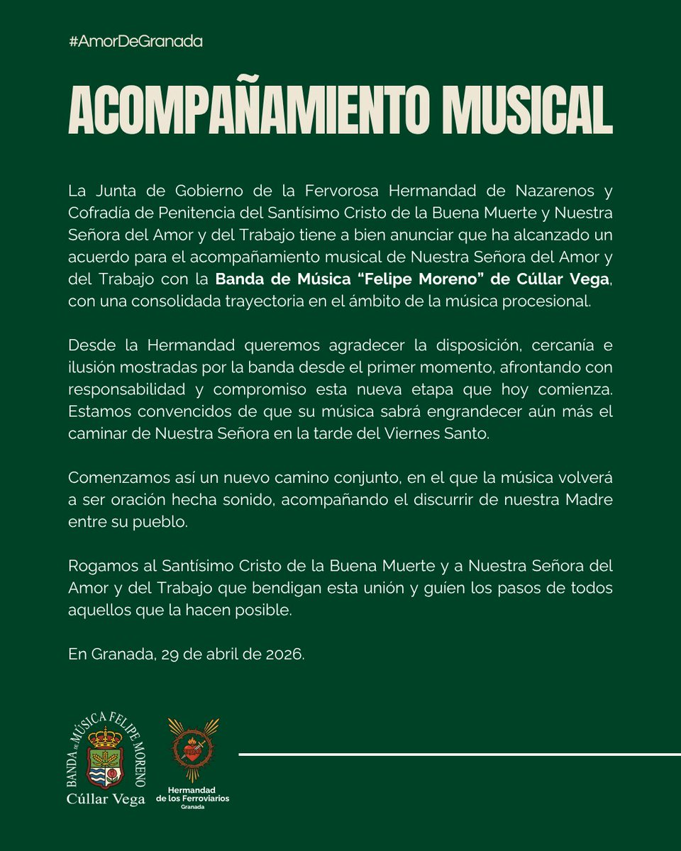 hdadferroviaria's tweet photo. 🔴 Comunicado Oficial | #FerroviarosGRX

@BandaCullarVega https://t.co/bHH57ukuMd