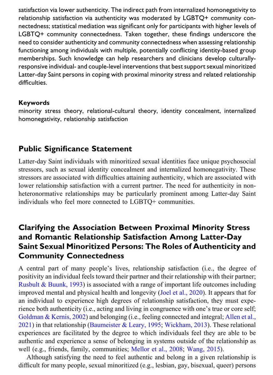 Stigmatologist's tweet photo. Fresh off the press! 📑🙏🌈👨‍❤️‍💋‍👨👩‍❤️‍💋‍👩💏👩‍❤️‍💋‍👨

Takeaway: Partnered Latter-day Saint individuals with minoritized sexual identities face unique psychosocial barriers to relationship satisfaction.

💯% 🆓 to read in the Journal of Social and Personal Relationships: https://t.co/Xs8JmFY3ci https://t.co/pReKJpaFII
