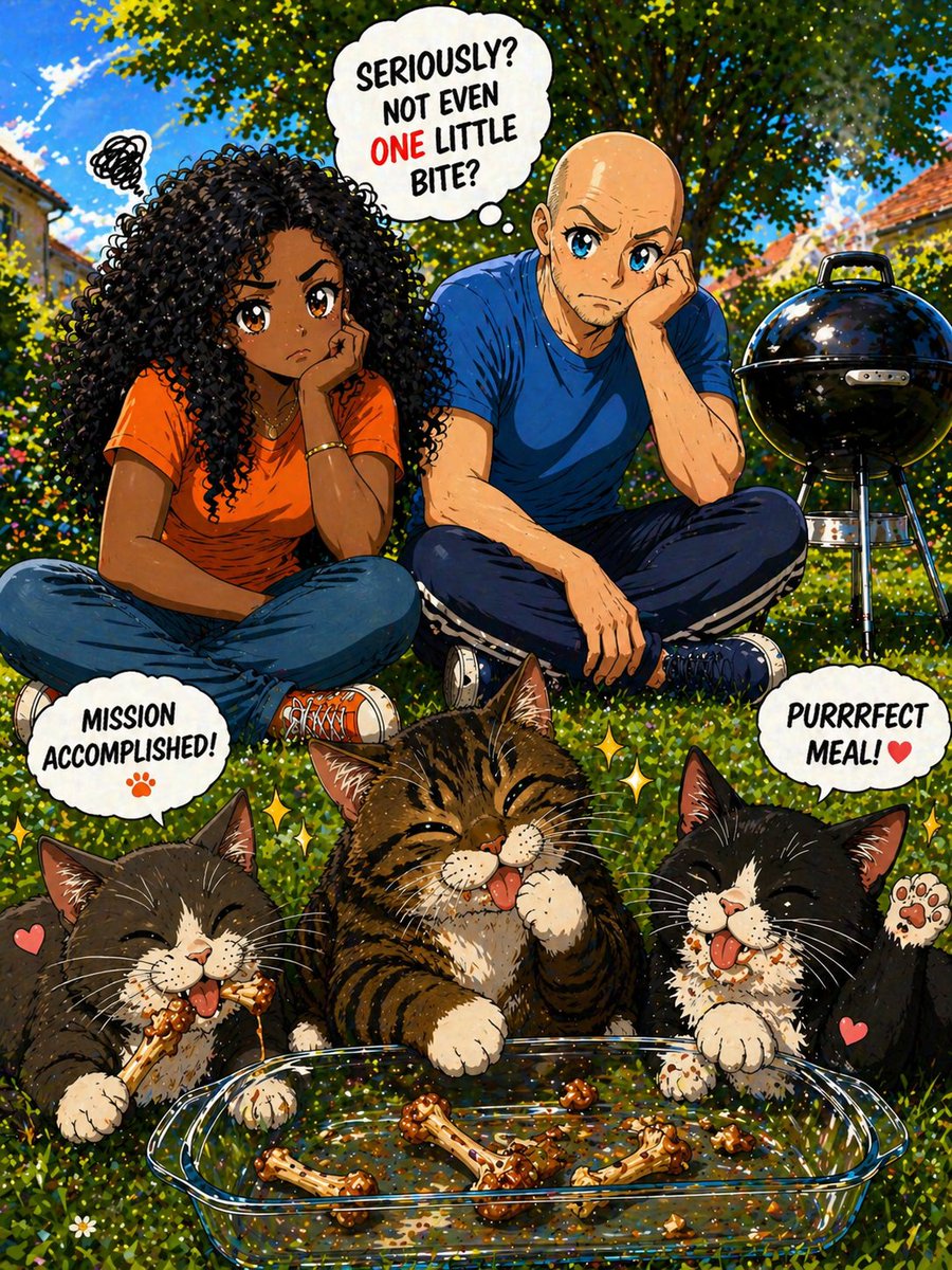 Jessbella's tweet image. The Great Chicken Heist  | Anime Backyard Disaster!
.
.
.
.
.
#anime #bbq #cats #funnyanime #animation #funnycats #catstory #cheztropic #MDR #lol #storytime #smile #foodie #animestory #bbqlovers