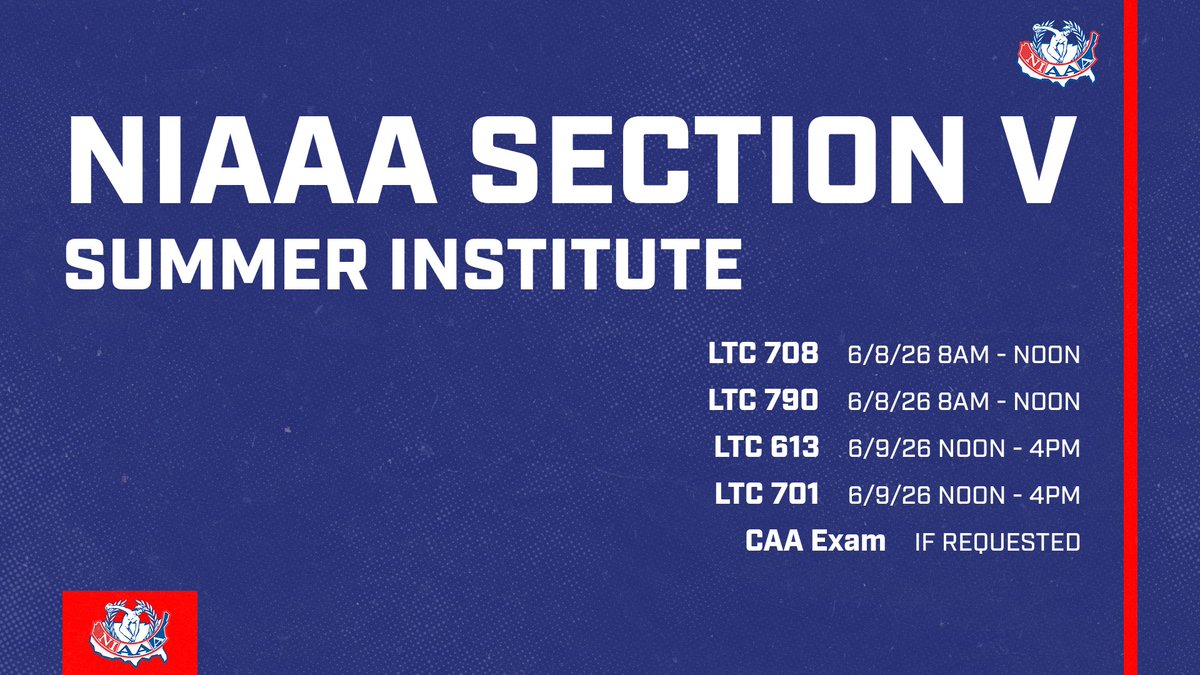PocketAD_'s tweet photo. ADs, Summer PD opportunity just down the road 👇 The @NIAAA9100 Section V Summer Institute (LTI) is June 8–9 in Omaha.
✅ Multiple LTC courses
✅ Convenient location
✅ $100 per course
Invest in your growth and your program.
Register here: https://t.co/8QqU5O55qY
#IHSADA #NIAAA #ADStrong