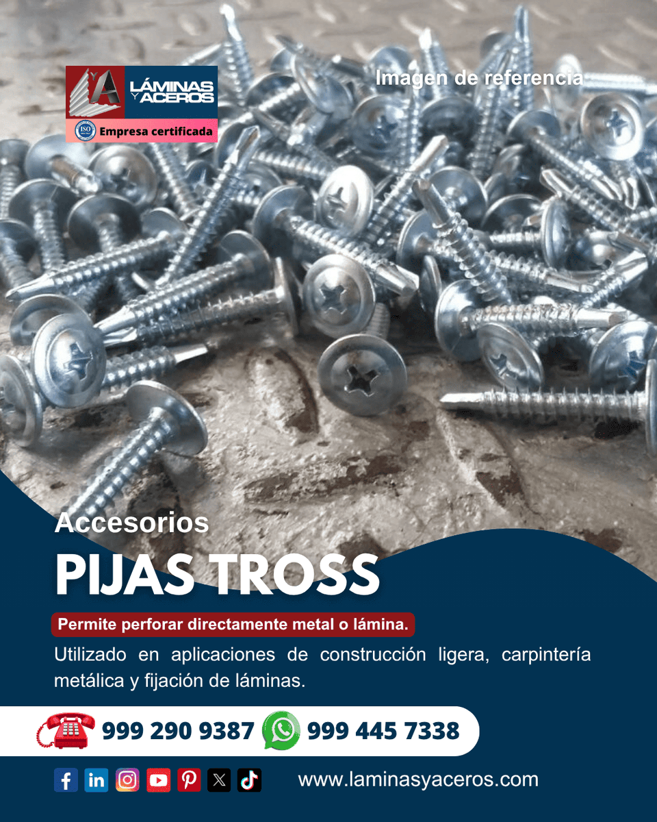 Laminasyaceros's tweet image. Pijas Tross: fijación rápida y segura 🔩
Ideales para perforar directamente metal o lámina con gran firmeza.

Contáctanos y cotiza hoy mismo.
📞 999 290 9387 | 📱 999 445 7338
#acero #industrial #construccion