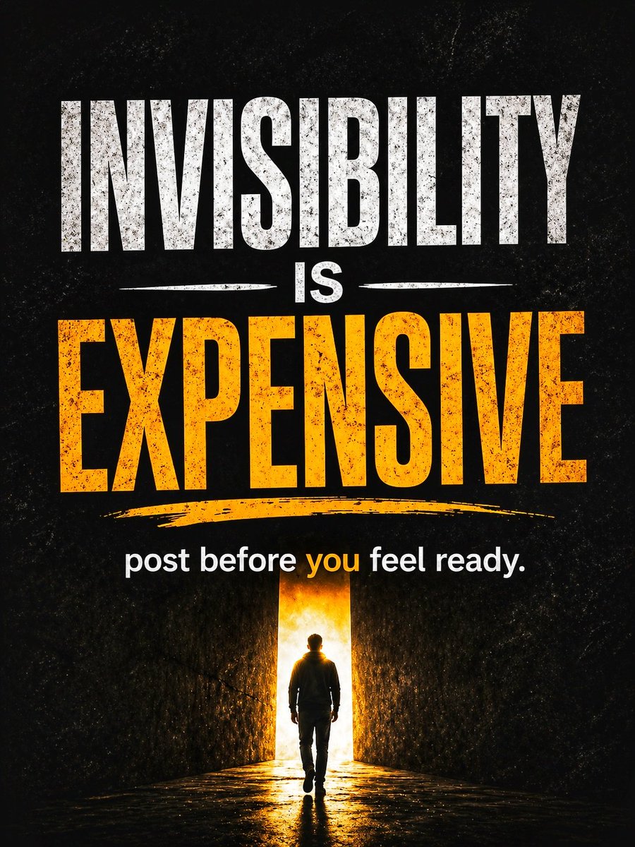 jash159's tweet image. Smart people often grow slower online.
Why?
They overthink everything.
Meanwhile imperfect people post consistently
and become visible.
Perfection feels safe.
Invisibility is expensive.

#grow #reach #impression