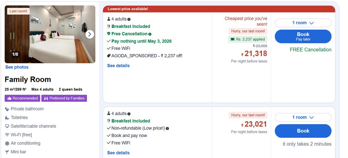views_amit's tweet photo. @Agoda @AgodaHelp My confirmed booking (ID: 1950170666) for Sonata Premier Hotel & Spa, Hanoi was cancelled citing “permanent closure.”

However, the SAME hotel is still available on your platform for the same dates. Attached screenshot

This is very concerning.  @agodaindia @agodavietnam
