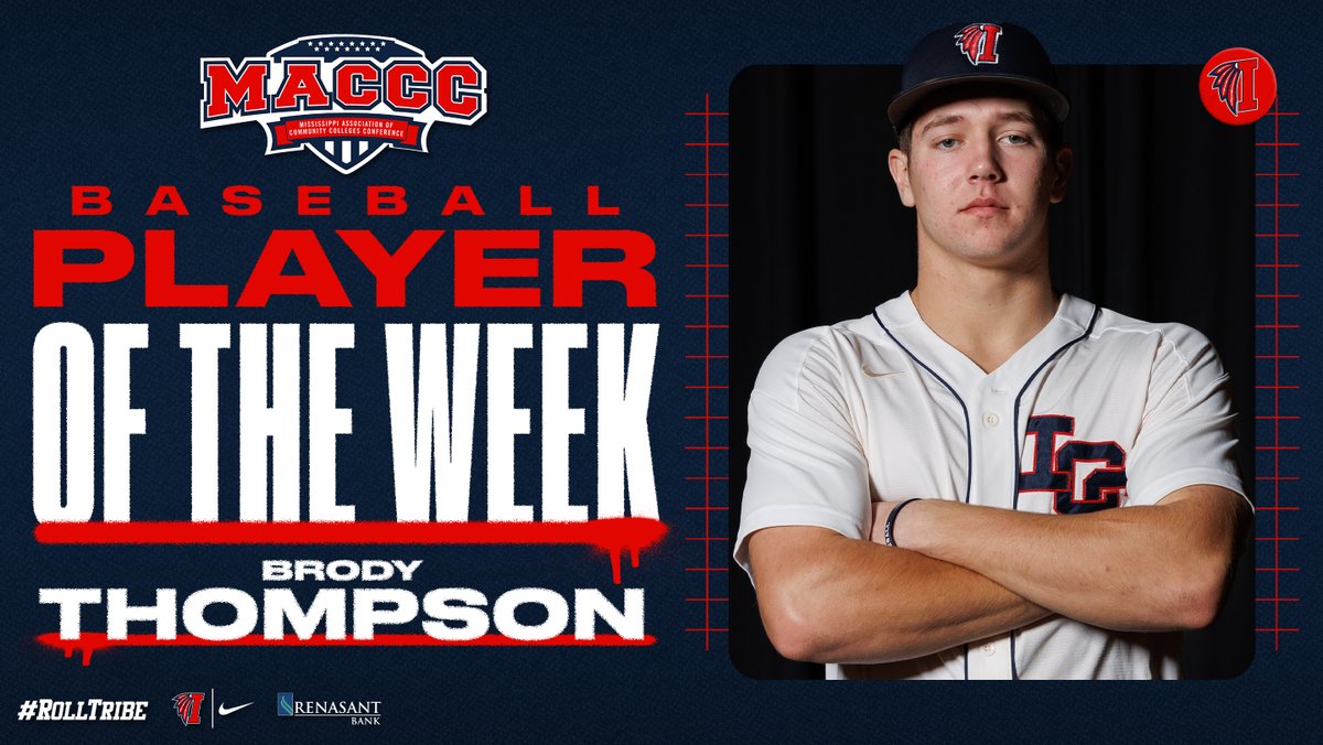 LetsGoICC's tweet image. 🚨⚾ 𝙈𝘼𝘾𝘾𝘾 𝙋𝙇𝘼𝙔𝙀𝙍 𝙊𝙁 𝙏𝙃𝙀 𝙒𝙀𝙀𝙆

Brody Thompson has been named MACCC Baseball Player of the Week! #RollTribe #ICCBSB

🗞️ letsgoicc.com/sports/bsb/202…