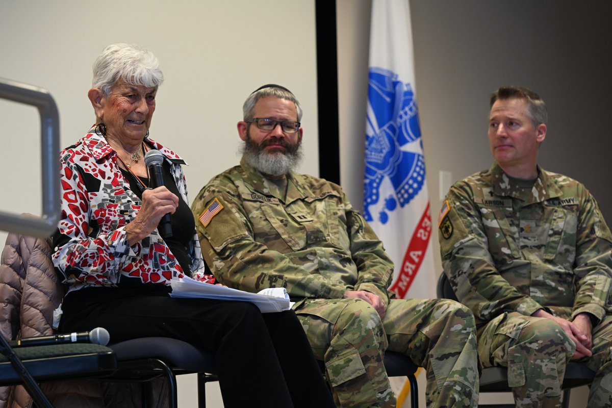 CONG1860's tweet photo. 81 years ago today Soldiers of the COARNG helped liberate Dachau, the first Nazi concentration camp.

Today on this solemn anniversary, the CONG had the honor of hearing directly from Barbara Steinmetz, one of only two living holocaust survivors in of Colorado. https://t.co/ooPBDkPrVp