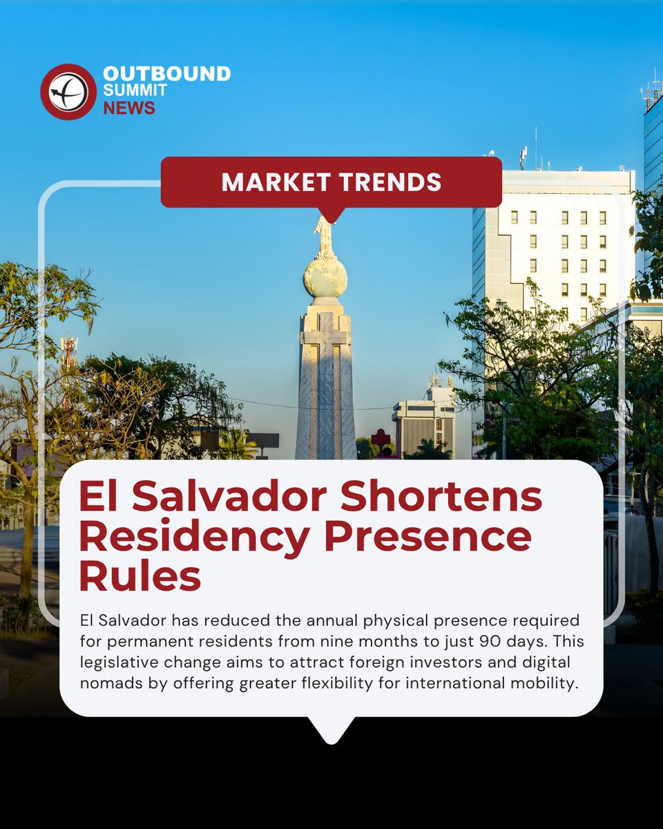 AsiaOutbound's tweet image. El Salvador is making a bold move to attract global talent and capital. 
Explore how global mobility shifts affect your strategy at our upcoming Shanghai and USA events.

#OutboundInvestment #ElSalvador #GlobalMobility #DigitalNomad #InvestmentMigration