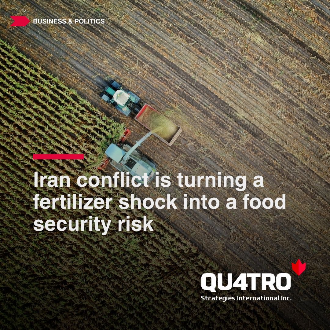 QuatroInc's tweet image. The new fertilizer shock is shaping up as one of the most serious threats yet to the next global harvest cycle…

quatrostrategies.ca/iran-conflict-…

#agriculture #fertilizer #foodsecurity #IranWar‌ #geopolitics