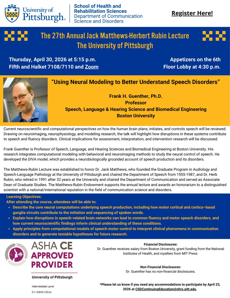 Pitt Communication Science and Disorders tweet media