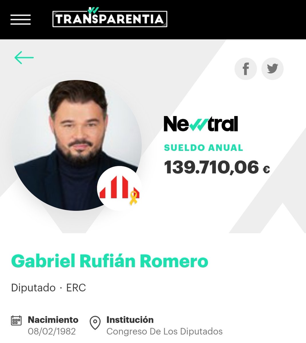 <a href="/gabrielrufian/">Gabriel Rufián</a> La teva bandera, a part de l'espanyola, no són 50 €.

En son 140.000.