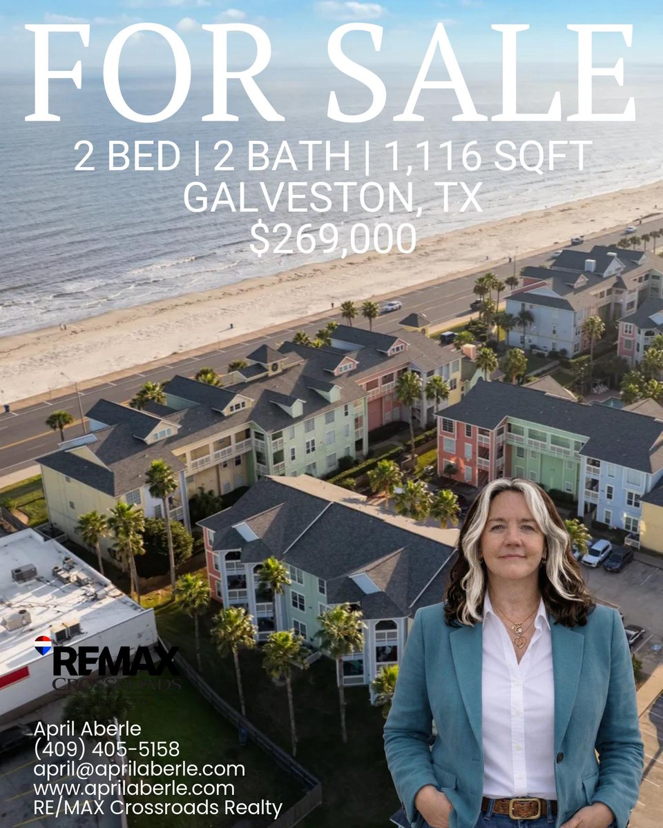 AprilAberle's tweet image. 🌊 Seaside Living Awaits! 🌊

Experience the ultimate beach lifestyle in this 2-bed, 2-bath Galveston condo. Enjoy a private balcony, resort-style pools, and a fitness center, all just steps from the sand. 🏖️

#CoastalLiving #BeachLife #JustListed #GalvestonTexas