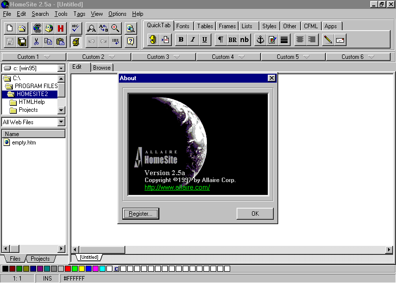 WebDesignMuseum's tweet photo. On May 22, 1997, HomeSite 2.5a was released as a free upgrade via a shareware license for registered HomeSite 2.0 users.
#WebDesignHistory https://t.co/iKDuJxlV4u