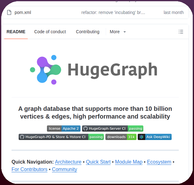 tom_doerr's tweet photo. Massive-scale graph database supporting 10 billion+ edges

https://t.co/0f7YBGRr2n https://t.co/6QkuHNXSR5