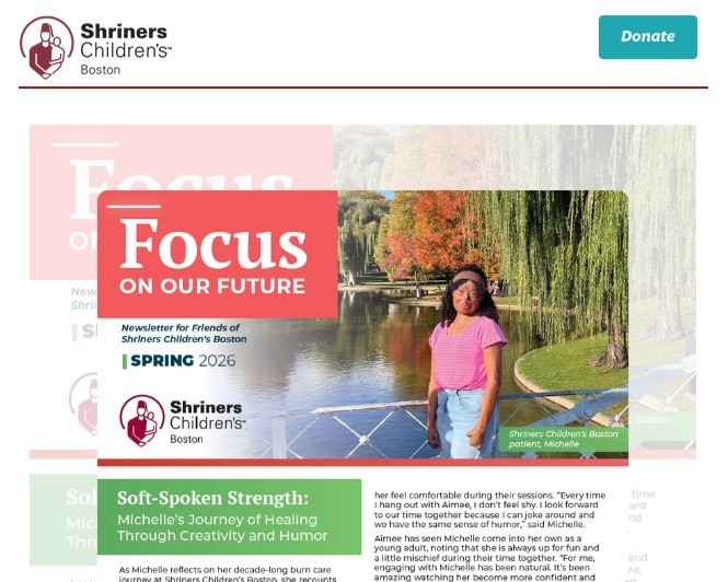 ShrinersBoston's tweet image. Shriners Children’s Boston celebrates the resilience of our patients in the spring Focus on Our Future newsletter. You’ll meet Michelle and Angel, who are both burn survivors.

Discover how our hospital provides hope and healing: ow.ly/fUos50YRjTV

#BurnCare #Pediatrics