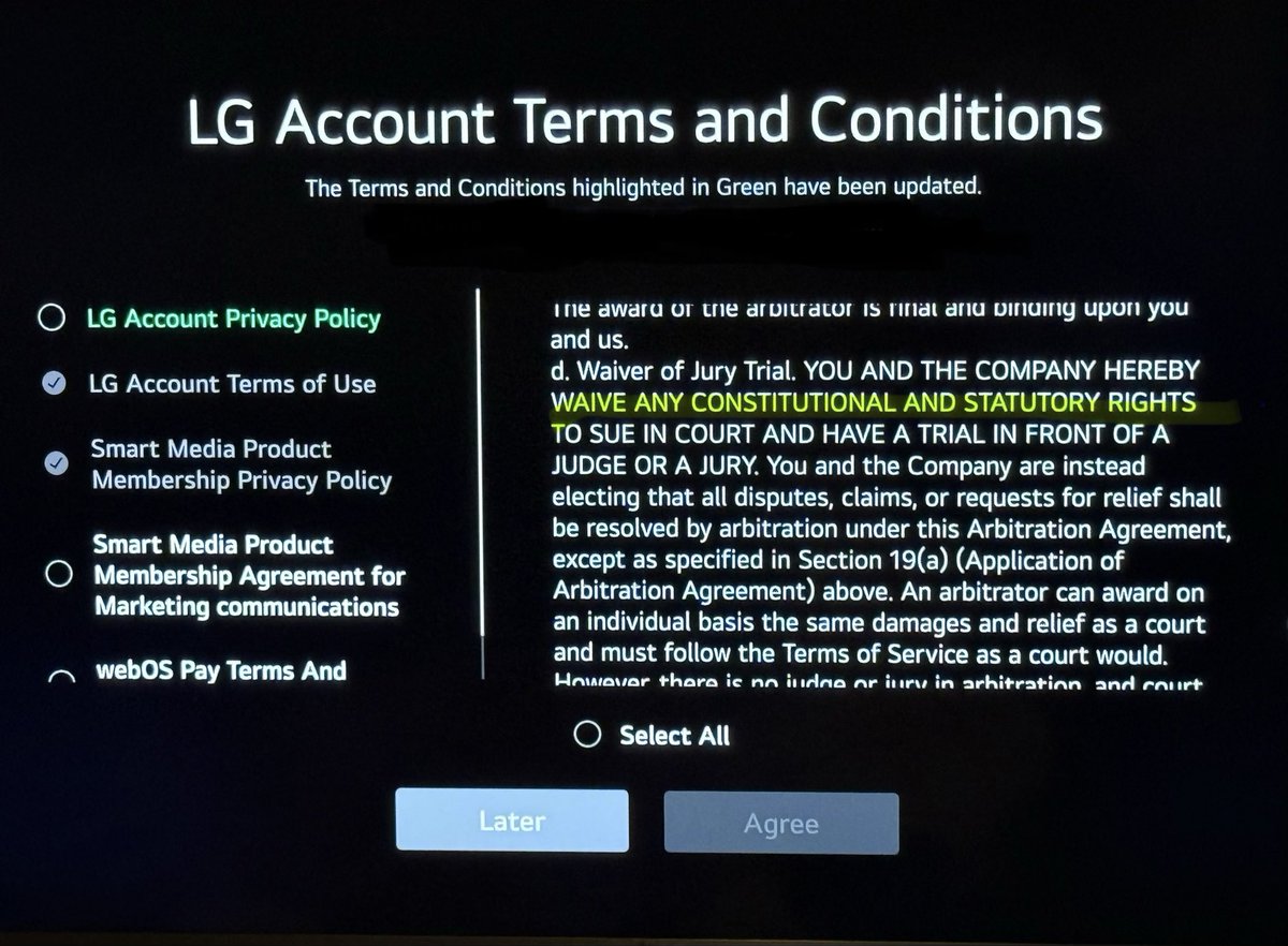againsthem92's tweet photo. Big ask, Life's Good. At least let a girl have her coffee first before signing her rights away just to view a little mindless entertainment on the television that was purchased in full a year ago https://t.co/o6HYlvUiw2