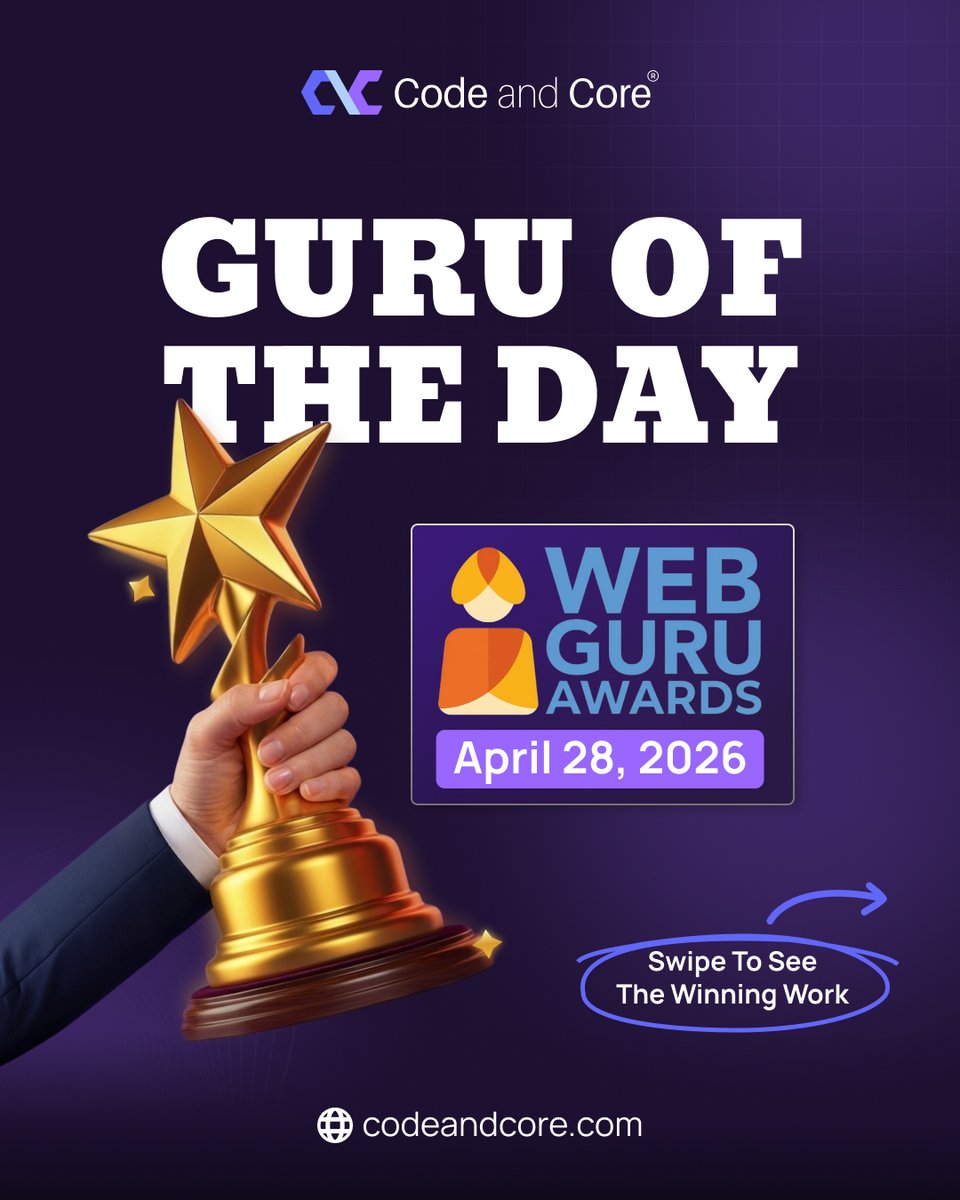 codeandcore's tweet photo. Honored to be named Guru of the Day by Web Guru Awards 🏆

A proud moment for our team and our work on Elsight.

Grateful for the recognition and the 442 votes that made it possible!

#GuruOfTheDay #WebGuruAwards #AwardWinning #CodeAndCore #ProudMoment #Elight https://t.co/HnxxYW8mcQ
