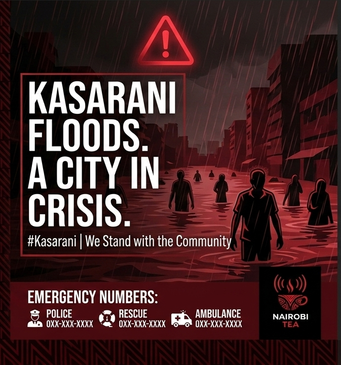 _KE_Tee's tweet photo. 🔴 ALERT: CRITICAL FLOODING IN KASARANI ⚫️
The situation in Kasarani is dire. Heavy rains have submerged over 100 homes, and the Mwiki Bridge remains cut off. The KDF and Red Cross are on the ground, but please stay vigilant.
⚠️ Avoid all flood-prone areas.
🚫 Do not attempt to cross moving water.
📢 Share this to keep our community informed.Stay safe, Nairobi. 
🙏🇰🇪#KasaraniFloods #NairobiRain #StaySafeKenya #EmergencyAlert #Kasarani