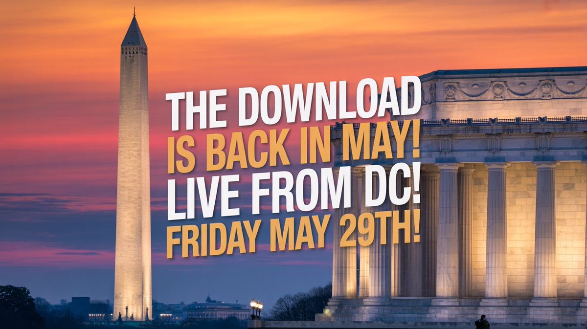 Downloadshow_'s tweet photo. For one night only…
The Download is back in DC.
May 29th. Be in the room… 

#TheDownloadshow #RippedRadio #Radio https://t.co/4DJnUDjqnl