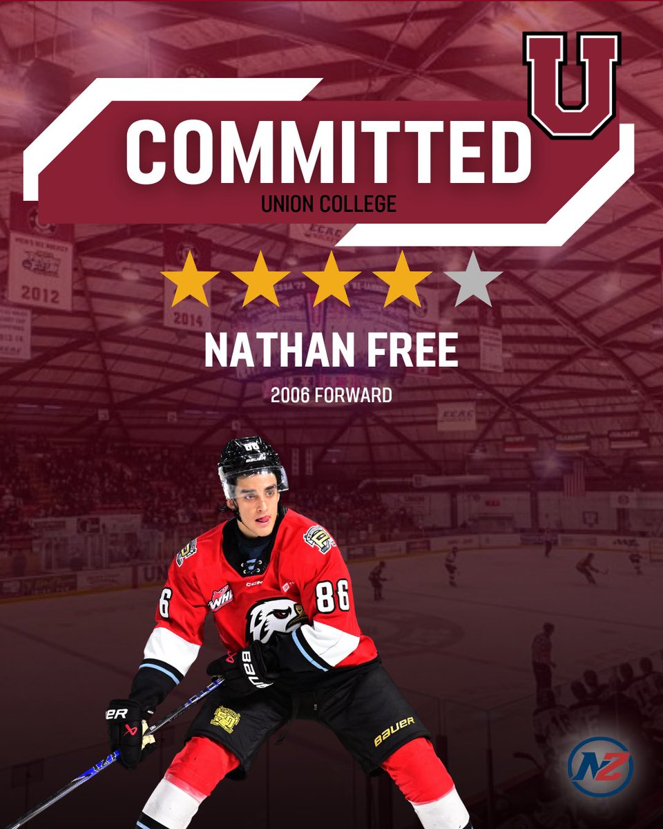 _Neutral_Zone's tweet photo. 4⭐️ Nathan Free commits to @Unionmhockey - the 2006 forward was ranked #20 for his birth year in our 2025 #WHL League Rankings and played this season for the @pdxwinterhawks https://t.co/dteDihehCg