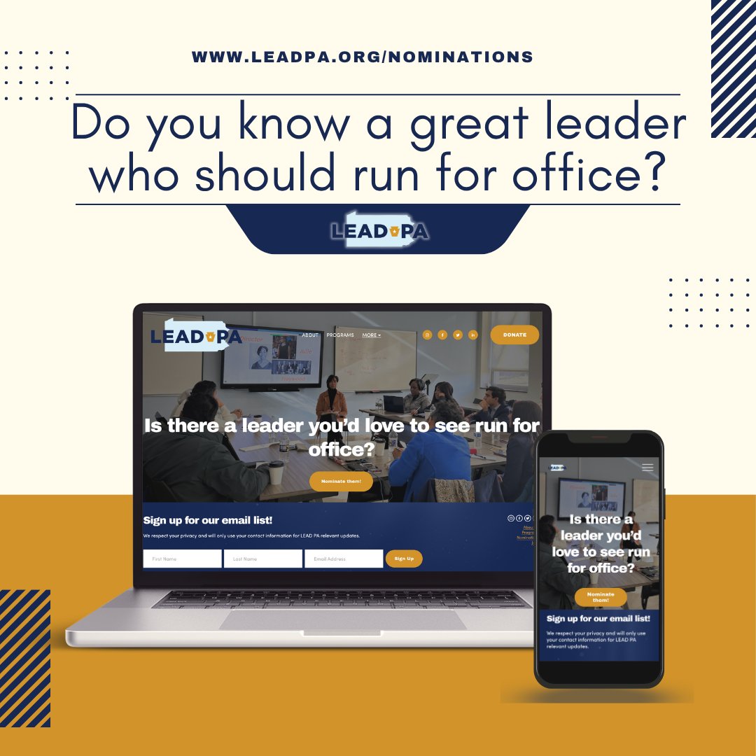 lead_pa's tweet photo. 🔗 https://t.co/XtR6qbuygu

LEAD PA is cultivating the next gen of progressive leaders across PA.

🧐 We're looking for folks who are:

✅ Locally-grown
✅ Laudable
✅ Leader in any form or fashion

–to join our growing list of trailblazing alumni! 📲💻 https://t.co/2j8WKqzo1X