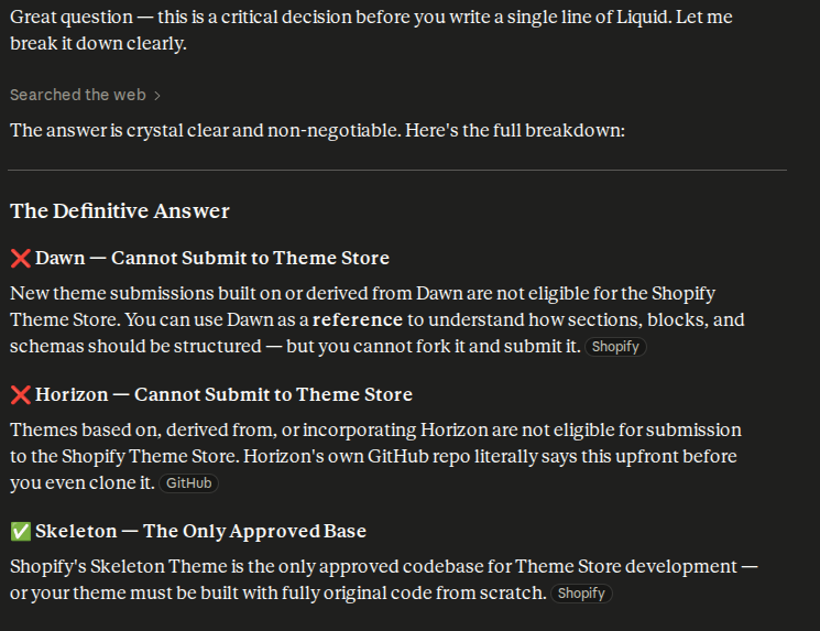 qtguru's tweet image. #ShopifyTheme #Shopify 

Skeleton is the only way to go for now, meaning Horizon and Dawn can still be used as a reference.
