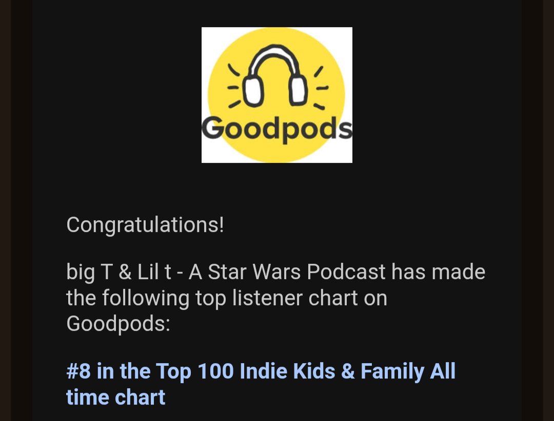 BLiltpodcast's tweet image. Hey, we could really use your support.  Take a moment and give us a like / listen on @GoodpodsHQ.  It helps with rating and we can reach Unlimited Power!!!  #fatherandson #podcast #starwarspodcast #wednesdaywisdom