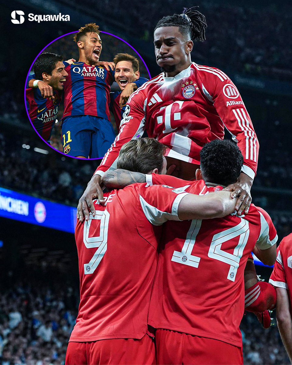 Squawka's tweet photo. KOD are the new MSN. ⚡️

Harry Kane (54), Luis Díaz (26) and Michael Olise (20) have netted a combined 100 goals for Bayern in all competitions this season.

Messi, Neymar and Suárez were the last trio in Europe's top five leagues to surpass 100 in a single campaign (111 in 2016/17).

How many will they finish on? 👀
