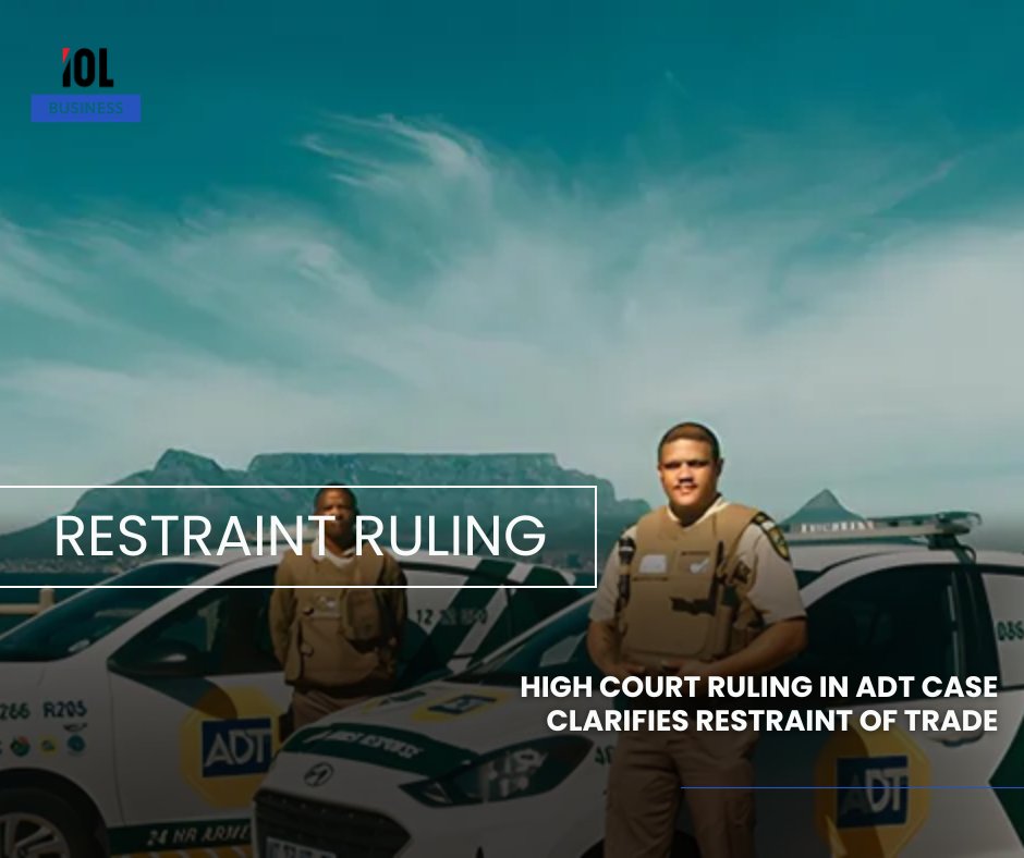 IOL's tweet image. A Western High Court ruling has reinforced restraint of trade law, dismissing Fidelity Services Group bid and affirming Magna Alloys precedent that restraints stand unless unreasonable or against public policy.
#FidelityServicesGroup #MagnaAlloys #RestraintOfTrade 
Read more