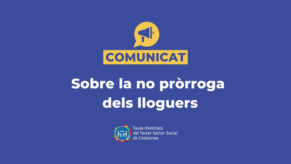 Taula3sector's tweet photo. 📢 Comunicat de la @Taula3sector sobre la no pròrroga dels lloguers.

❗Advertim del risc real d'un empitjorament de l'emergència social, i alertem que tombar aquesta mesura aboca les persones amb més vulnerabilitat a una situació complexa i angoixant.

➕ https://t.co/ZiDlc4YB4i https://t.co/rLb3VOdZVa