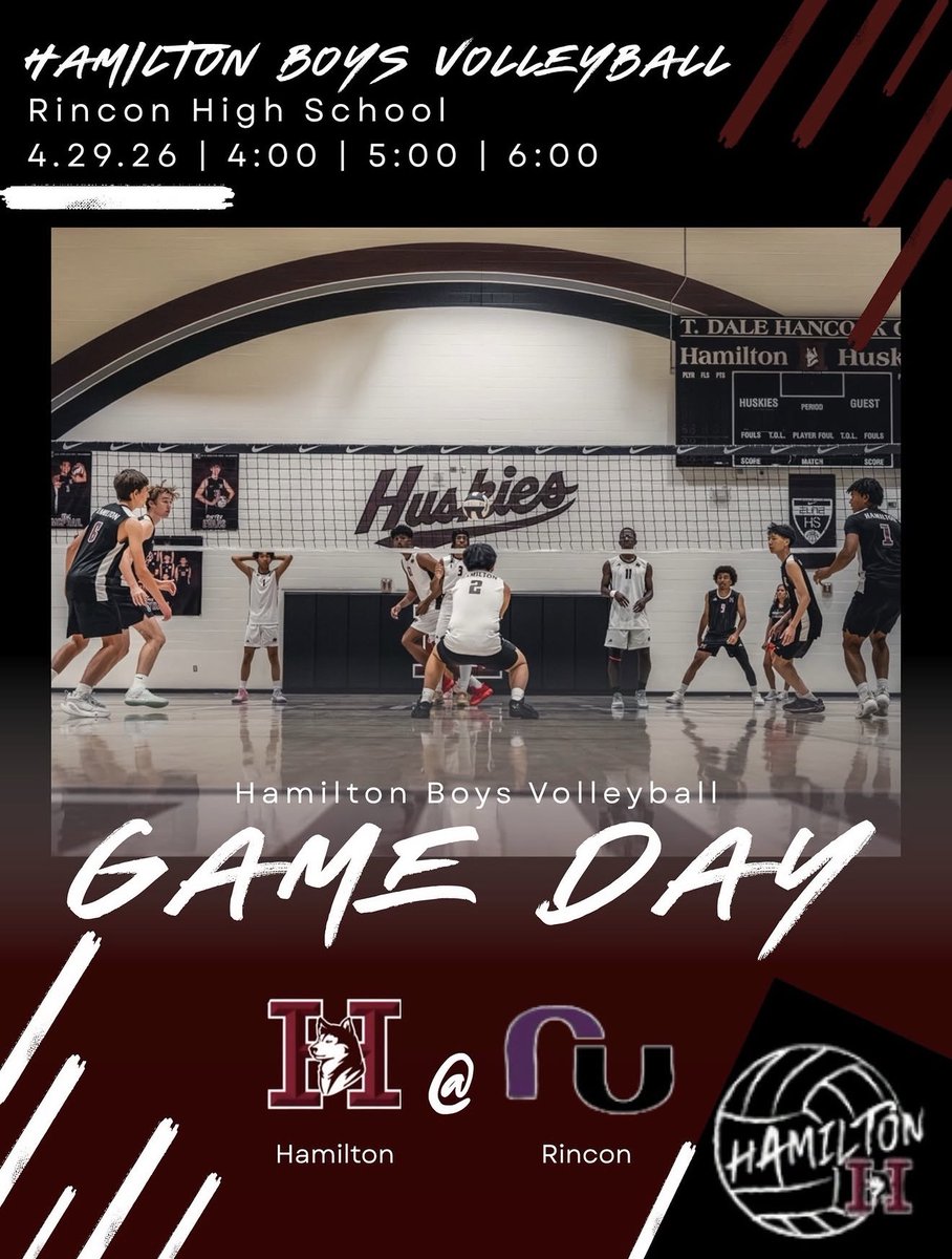 HamiltonBoysVB's tweet photo. 🚨 G A M E  D A Y 🚨
🗓️ 4.29.26
⏰ 4:00 | 5:00 | 6:00PM
📍 Rincon/University High School
🐾🏐 https://t.co/9hHKBGD28p