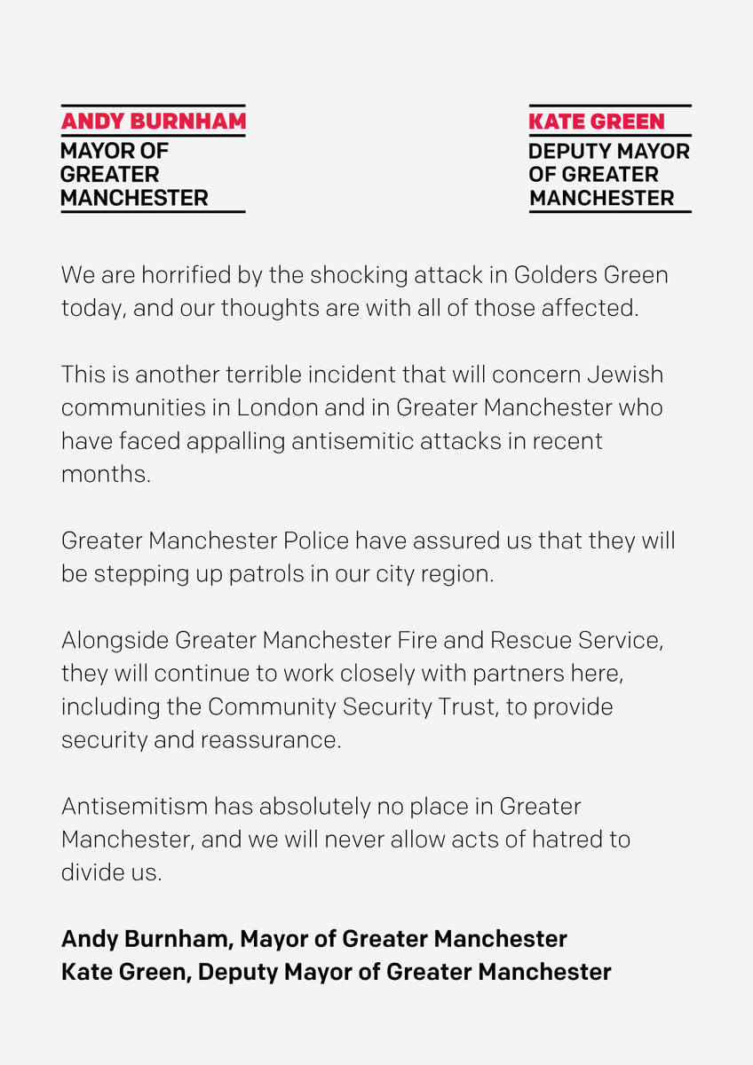 Mayor of Greater Manchester tweet media