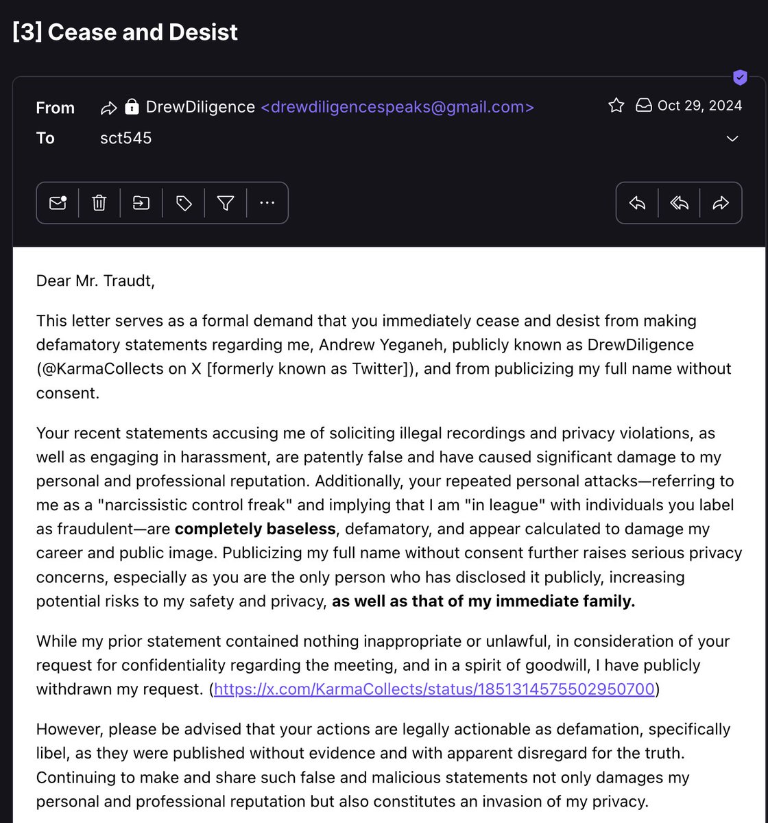 Greenhills303's tweet photo. #MMtlp #MMTLParmy #MMTLPfiasco #MMTLPfraud Remember that time @KarmaCollects tried to pay people to get into a private ZOOM chat, steal information, get access codes, then report back to him and he ended up with me filing a criminal complaint against him? I never posted his response to me for calling him the sociopath he really is but...his response I kept private for those times when I really need a laugh...

But now, its time to "share with the class" what happens when you are a pump and dump charlatan and YOU try to flip it into you somehow being the victim for the PR pounding you earned.

The narcissism here is breathtaking.
