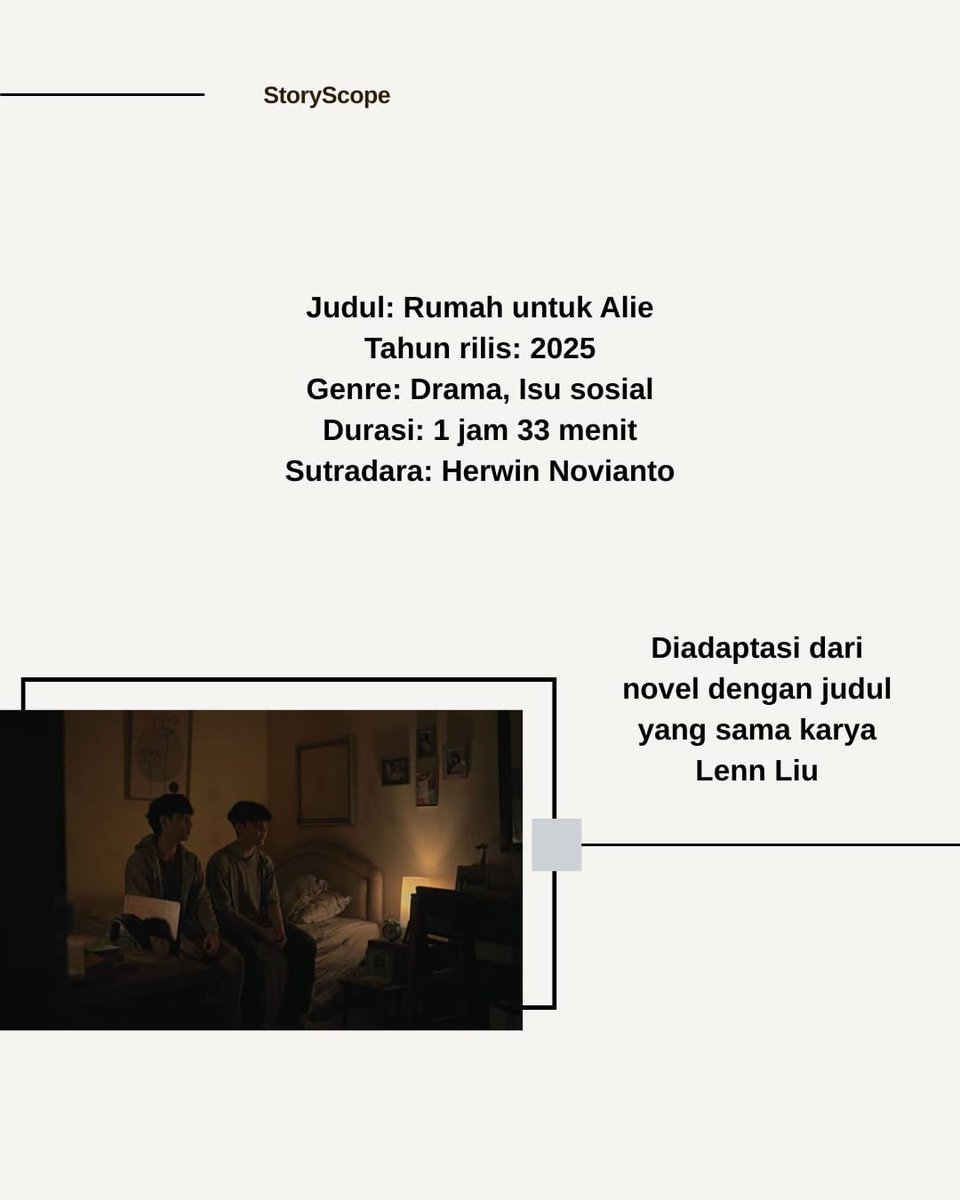 storyscopeofc's tweet photo. Kalau kamu masih anggap "rumah" hanya sebagai tempat tinggal, kamu perlu nonton film ini. Lewat Alie, kamu akan tahu makna "rumah" yang sesungguhnya.
__
Kes🐹 

#StoryScope #ForScopie #ReviewFilm #RumahUntukAlie #fyp https://t.co/W0QYVnrzcX