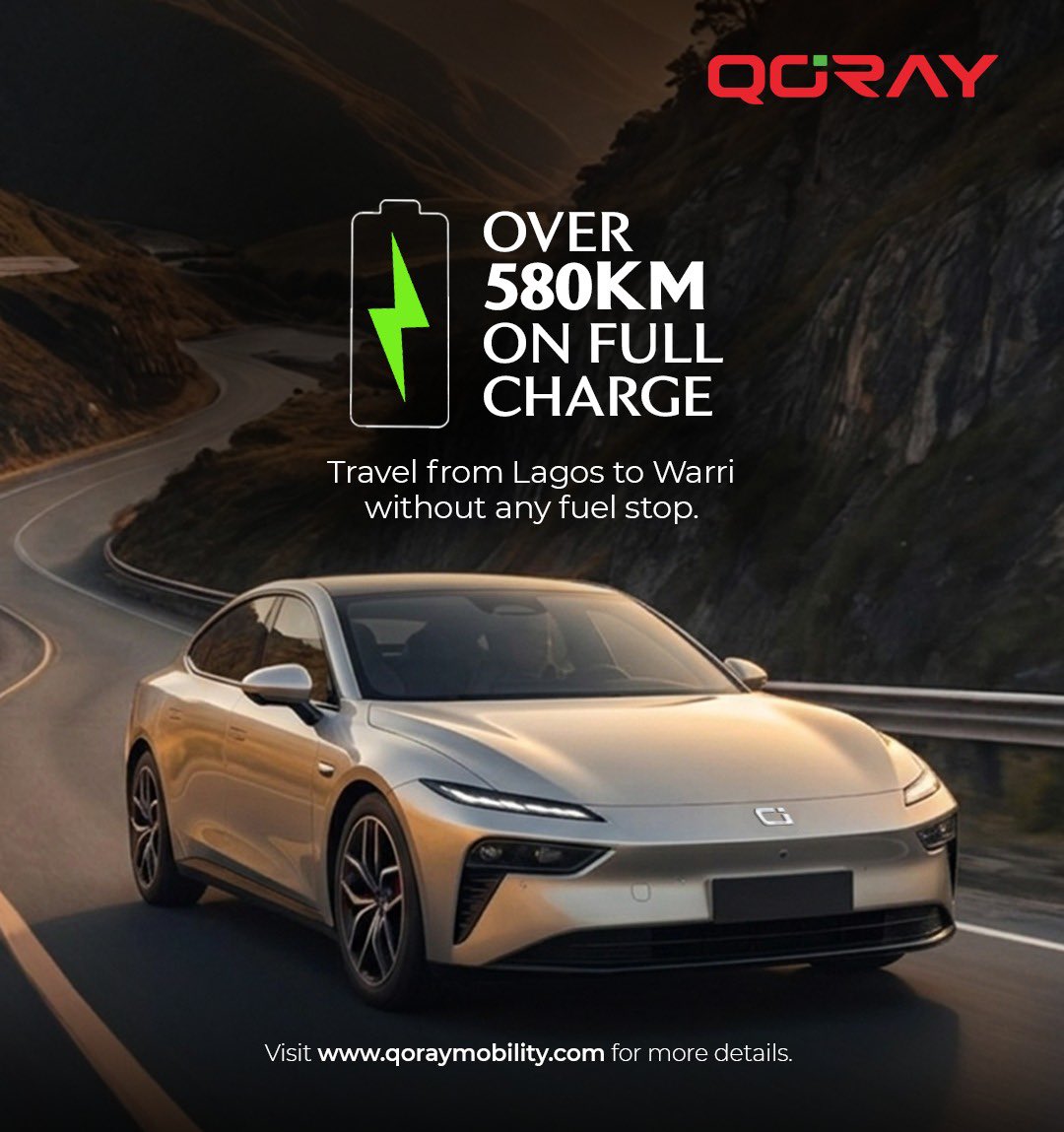 qoraymobility's tweet image. Qoray vehicles are built for distance. Every component is engineered with range efficiency in mind, so you can go wherever you need, without  worry.

Visit qoraymobility.com to get started 

#Qoray  #ElectricMobility #ElectricVehicles #EVinNigeria